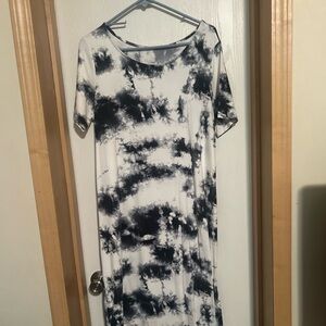 First love cram and blue splat dress large